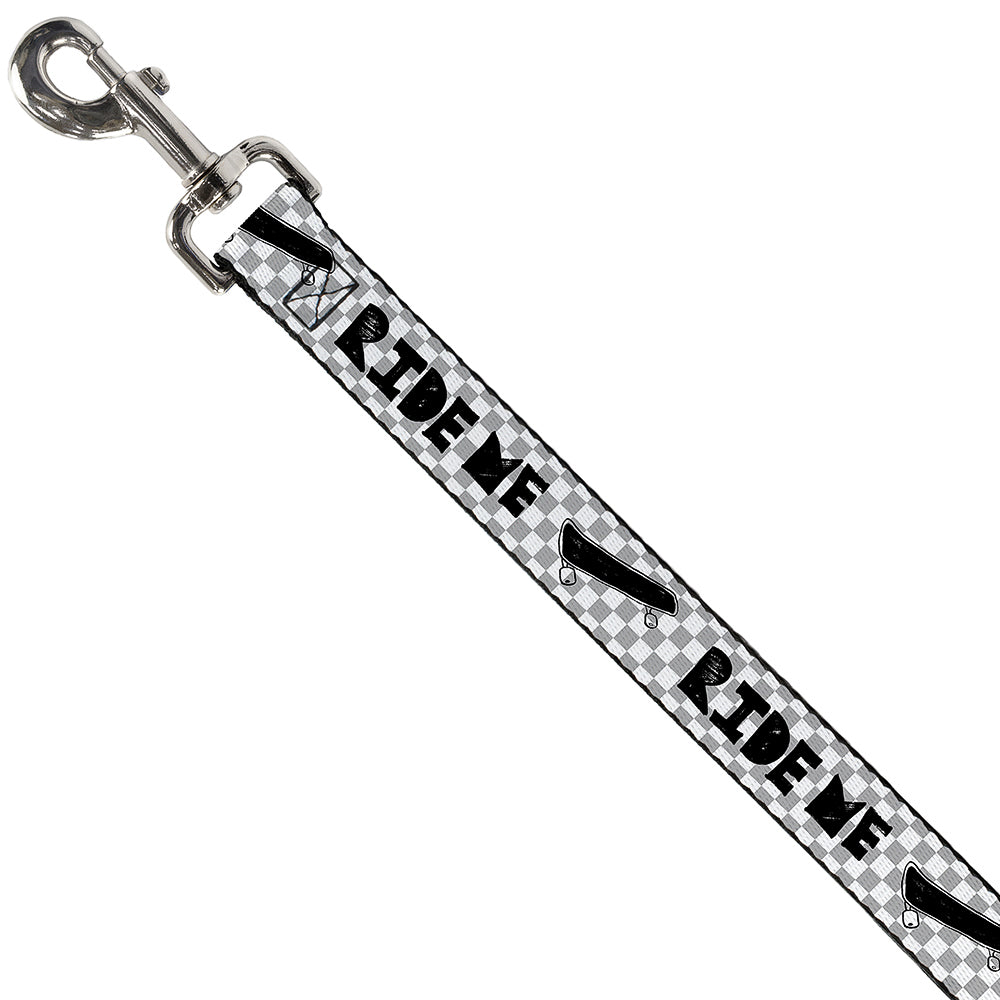 Dog Leash - RIDE ME Skateboard w/Mini Checker White/Gray/Black Dog Leashes Buckle-Down