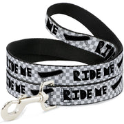 Dog Leash - RIDE ME Skateboard w/Mini Checker White/Gray/Black Dog Leashes Buckle-Down