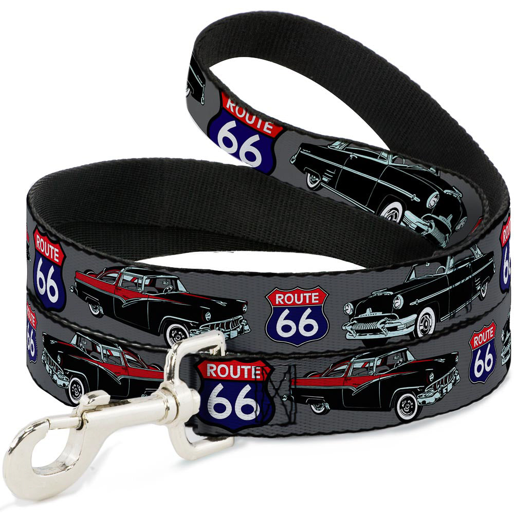 Dog Leash - Route 66 Classics Gray Dog Leashes Buckle-Down