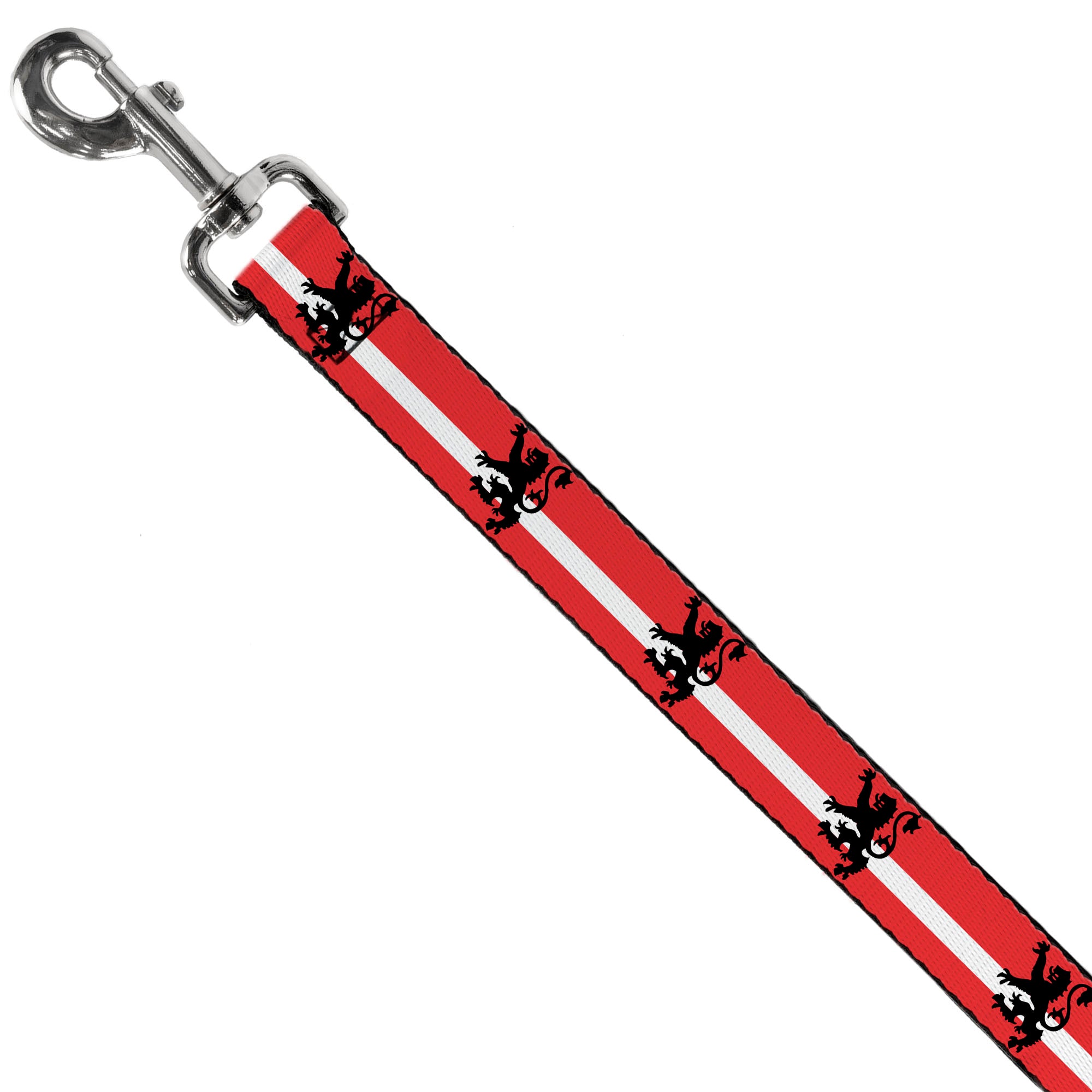 Dog Leash - Rampant Lion Repeat/Stripes Red/White/Black Dog Leashes Buckle-Down