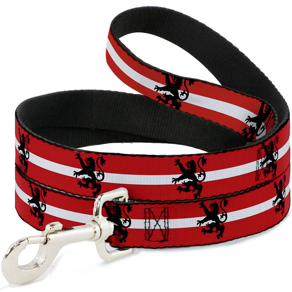Dog Leash - Rampant Lion Repeat/Stripes Red/White/Black Dog Leashes Buckle-Down