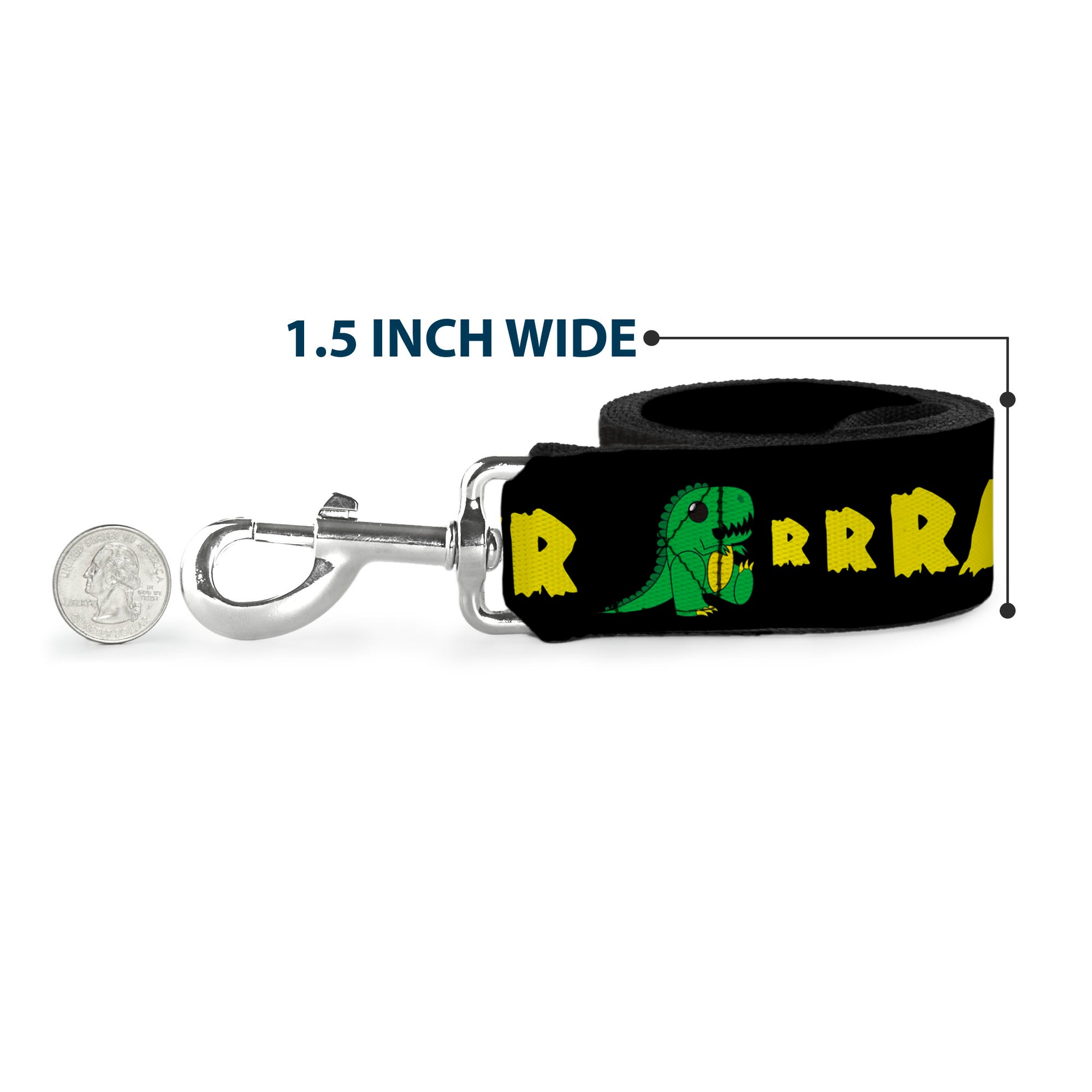 Dog Leash - RRRAWR Dinosaur Black/Green/Yellow Dog Leashes Buckle-Down