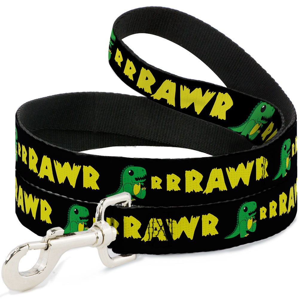 Dog Leash - RRRAWR Dinosaur Black/Green/Yellow Dog Leashes Buckle-Down