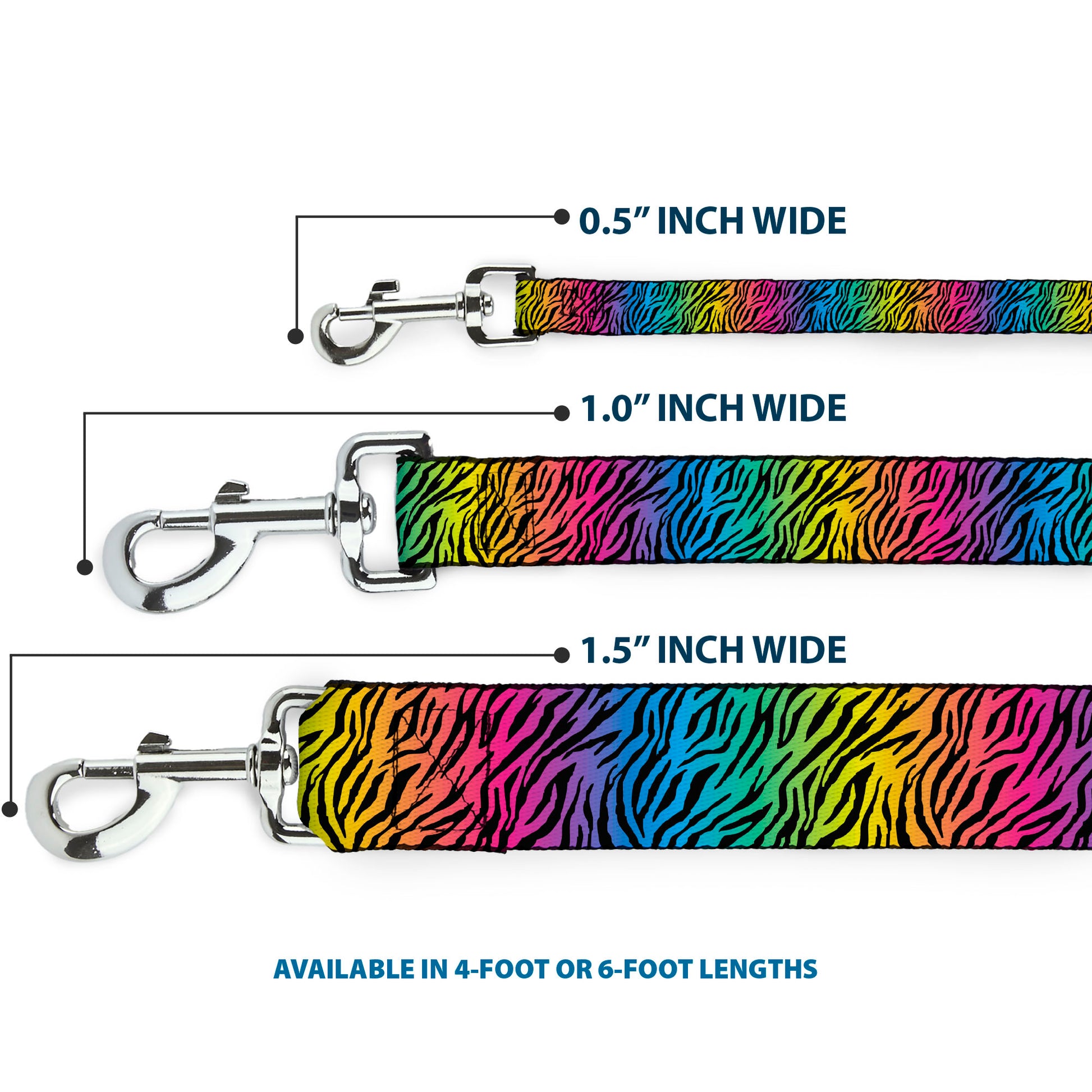 Dog Leash - Zebra Rainbow Ombre Dog Leashes Buckle-Down