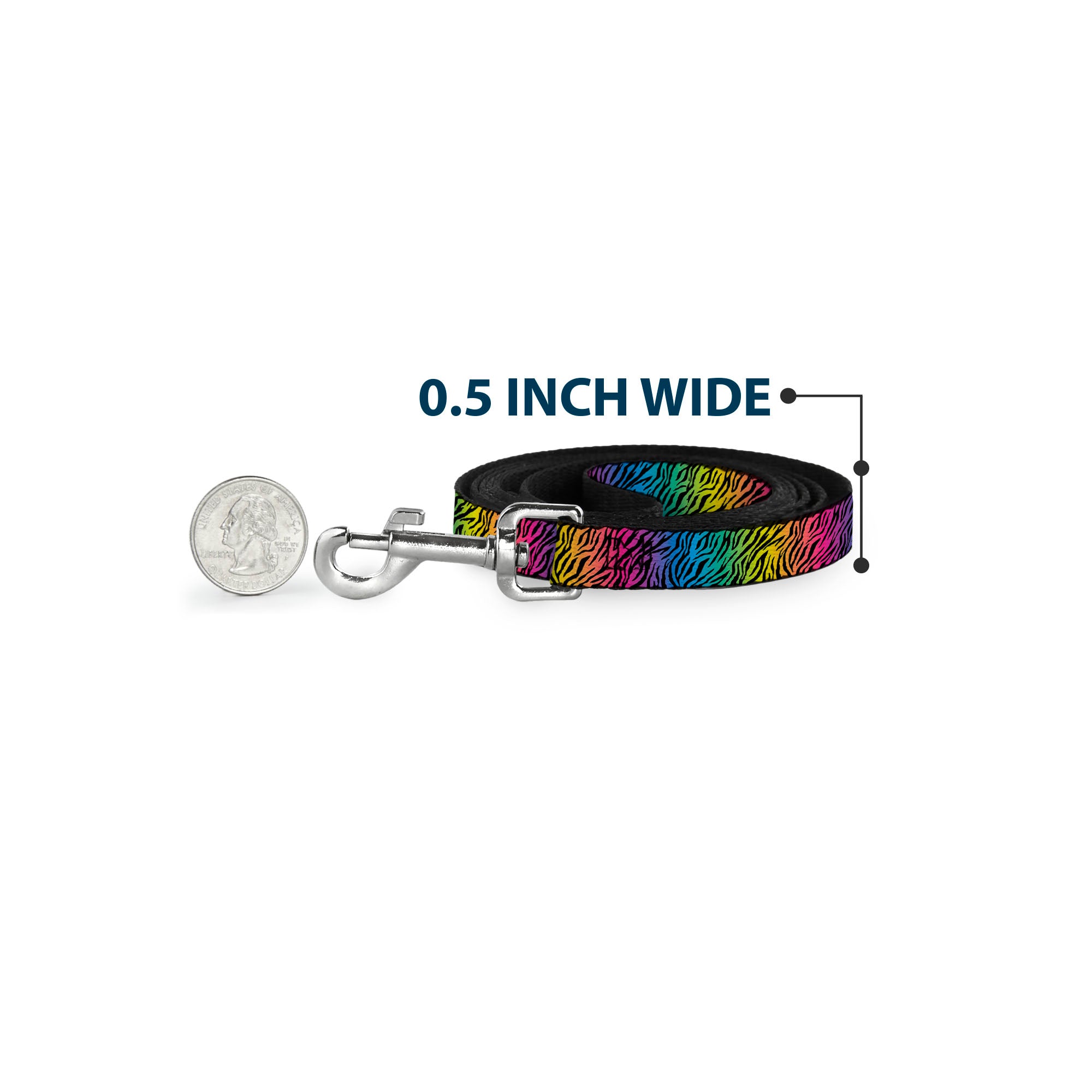 Dog Leash - Zebra Rainbow Ombre Dog Leashes Buckle-Down