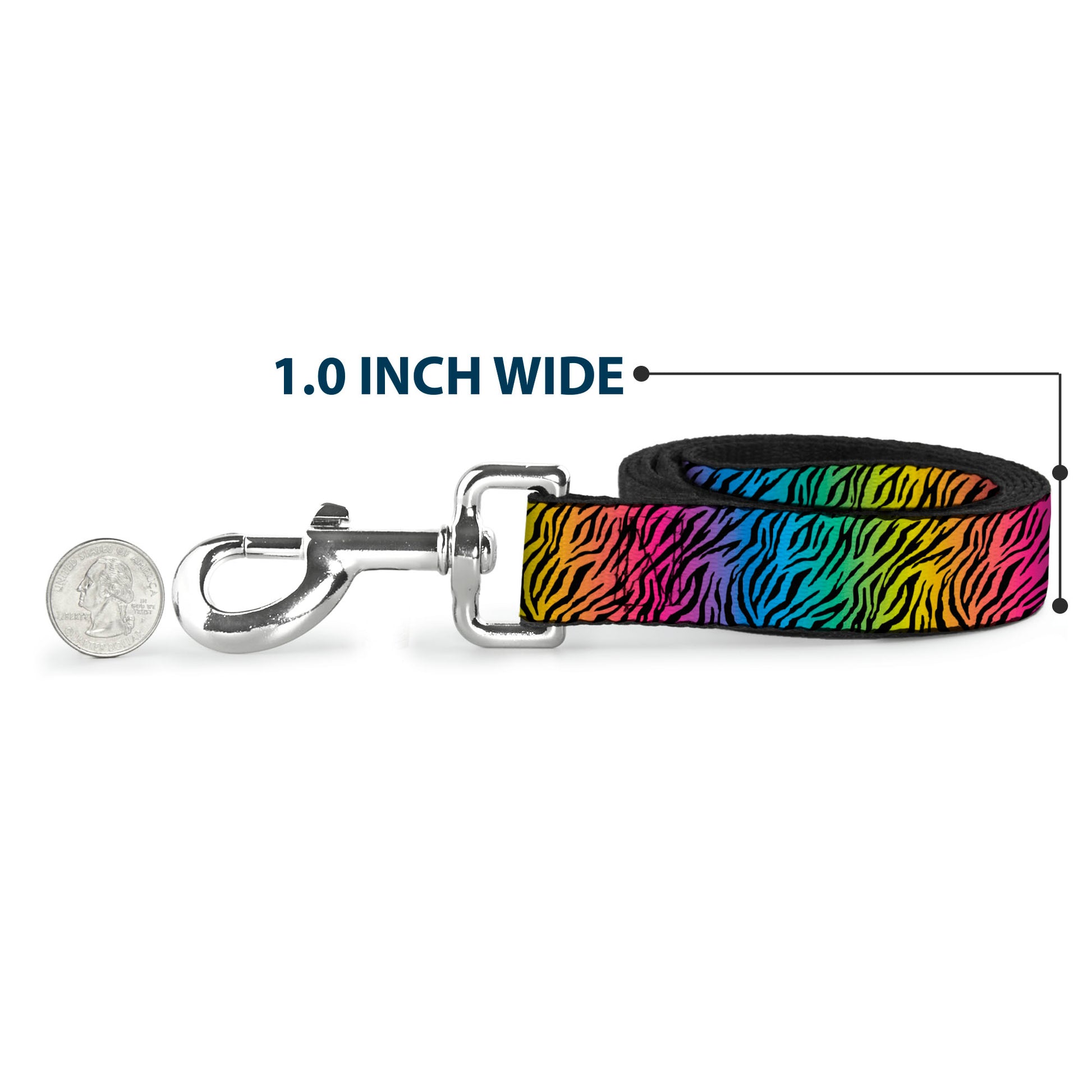 Dog Leash - Zebra Rainbow Ombre Dog Leashes Buckle-Down