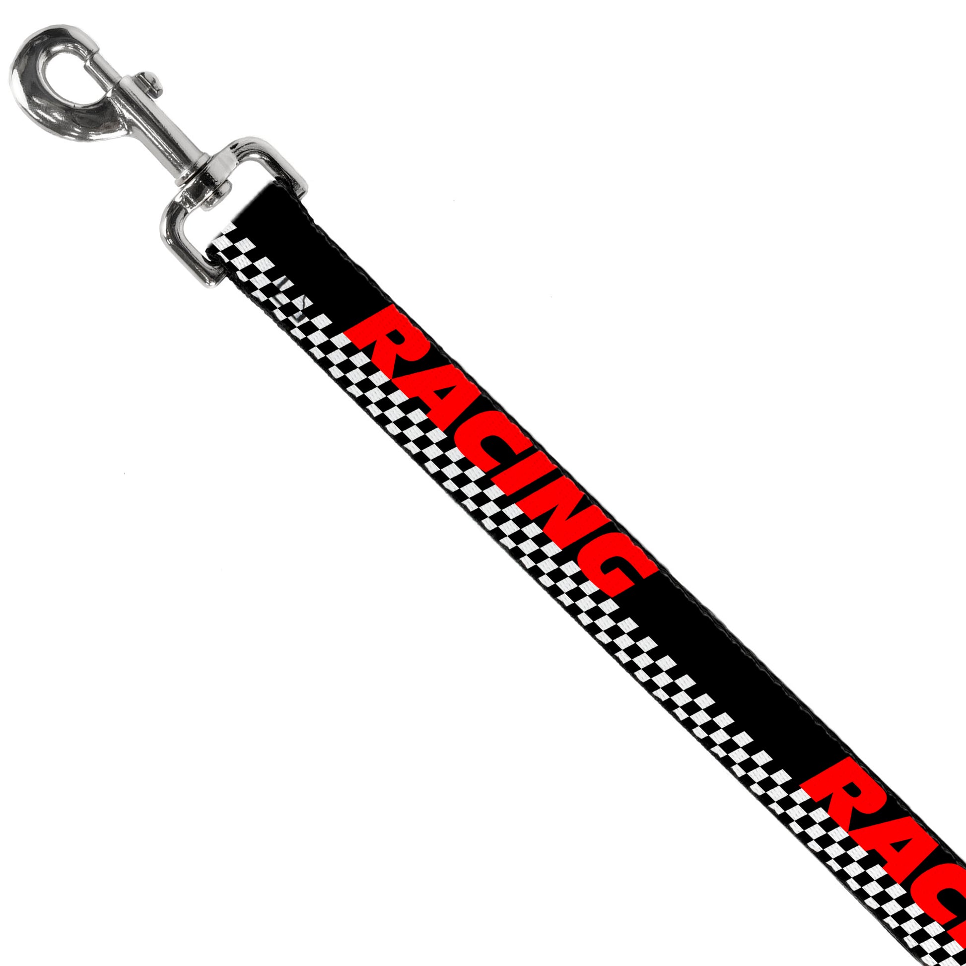 Dog Leash - RACING w/Checker Black/White/Red Dog Leashes Buckle-Down
