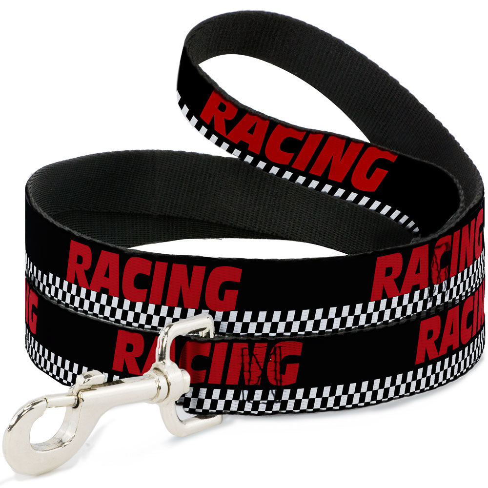 Dog Leash - RACING w/Checker Black/White/Red Dog Leashes Buckle-Down