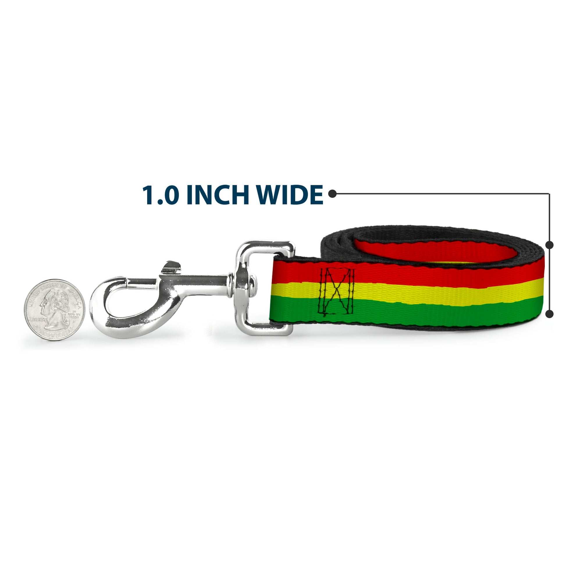 Dog Leash - Rasta Stripes Painted Green/Yellow/Red Dog Leashes Buckle-Down
