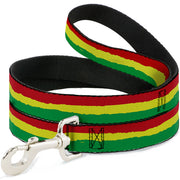 Dog Leash - Rasta Stripes Painted Green/Yellow/Red Dog Leashes Buckle-Down