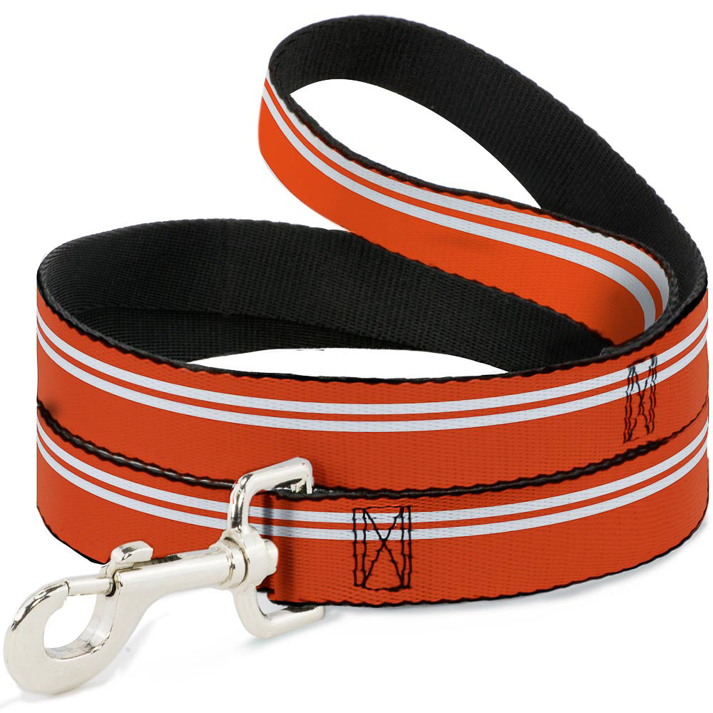 Dog Leash - Racing Stripe Orange/White Dog Leashes Buckle-Down