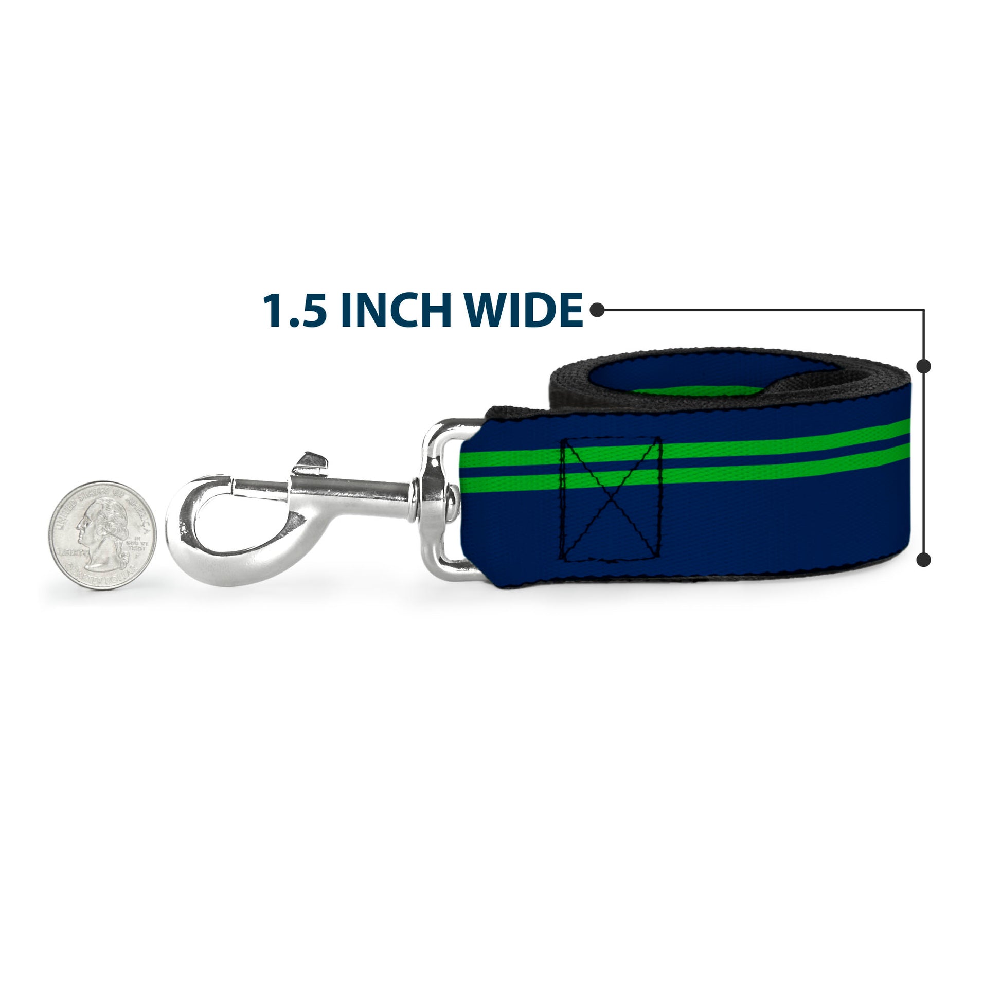Dog Leash - Racing Stripe Navy/Bright Green Dog Leashes Buckle-Down