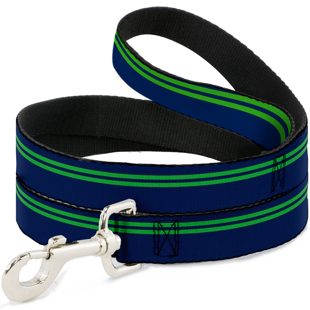 Dog Leash - Racing Stripe Navy/Bright Green Dog Leashes Buckle-Down