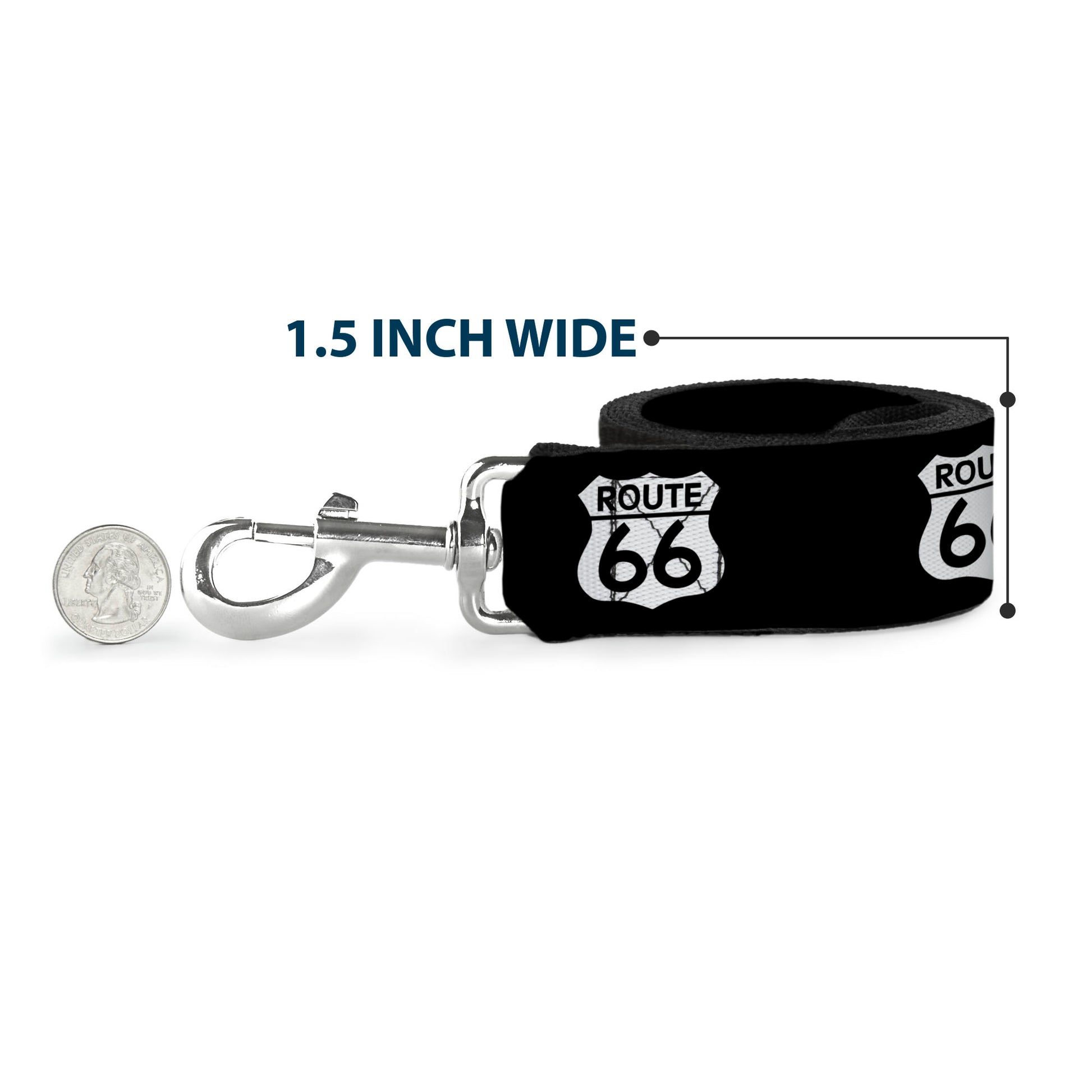 Dog Leash - ROUTE 66 Highway Sign Repeat Black/White Dog Leashes Buckle-Down
