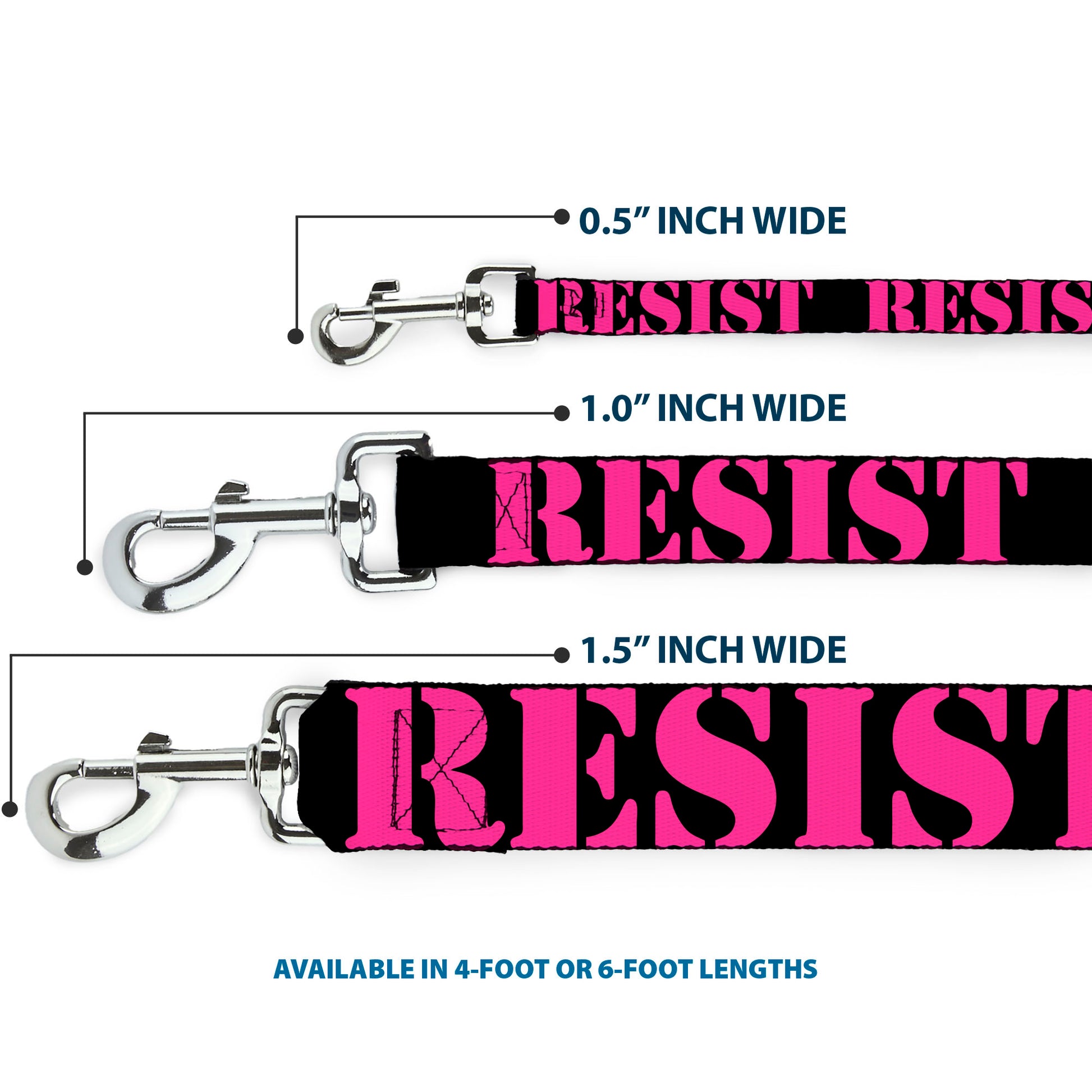Dog Leash - RESIST Stencil Black/Pink Dog Leashes Buckle-Down