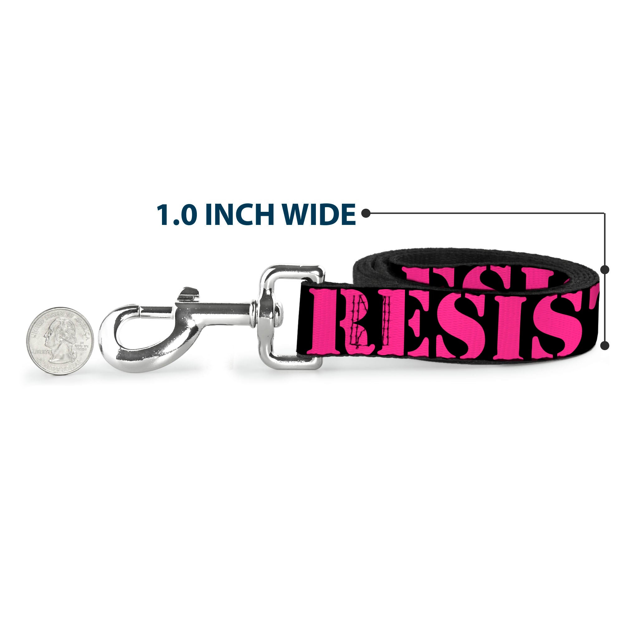 Dog Leash - RESIST Stencil Black/Pink Dog Leashes Buckle-Down