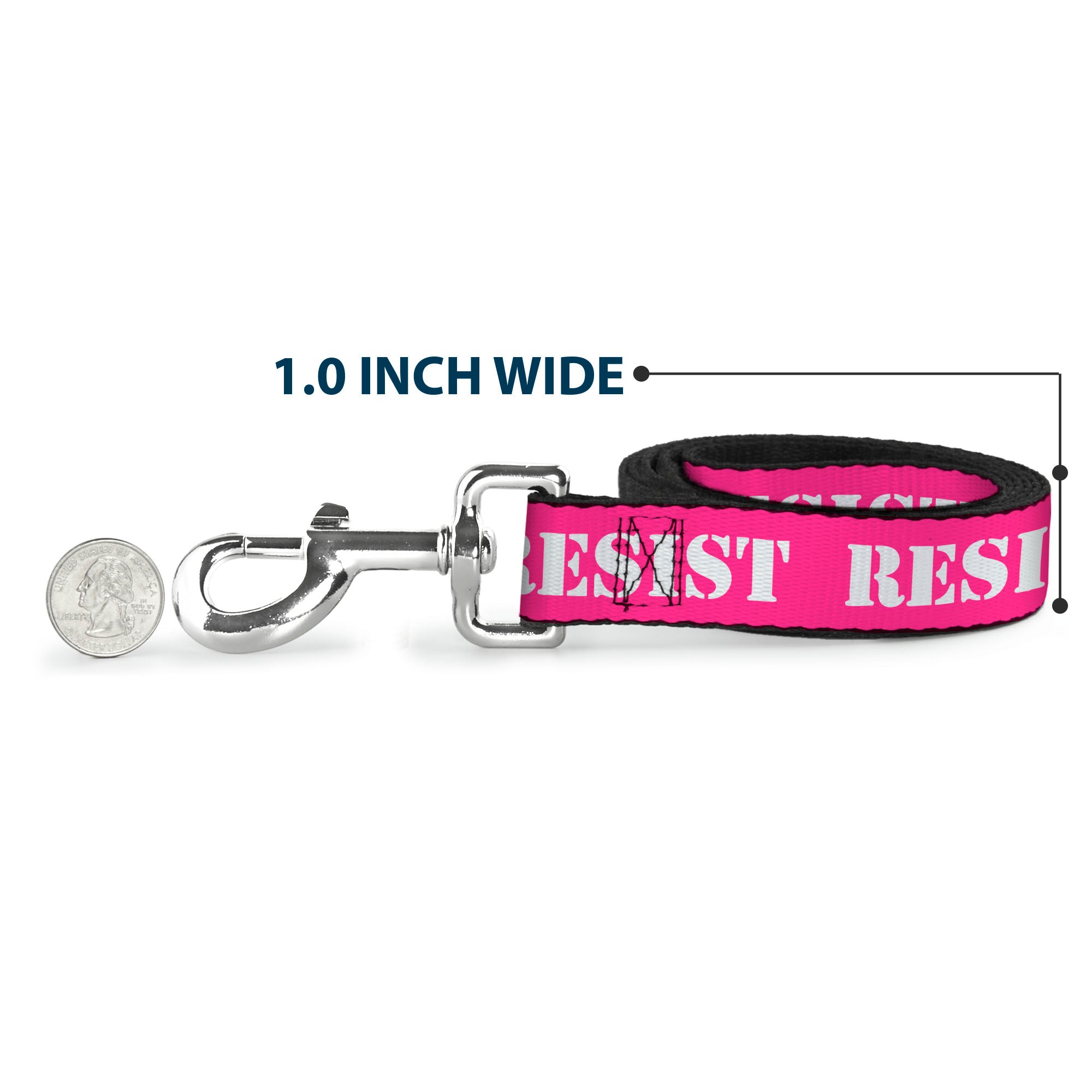Dog Leash - RESIST Stencil Pink/White Dog Leashes Buckle-Down