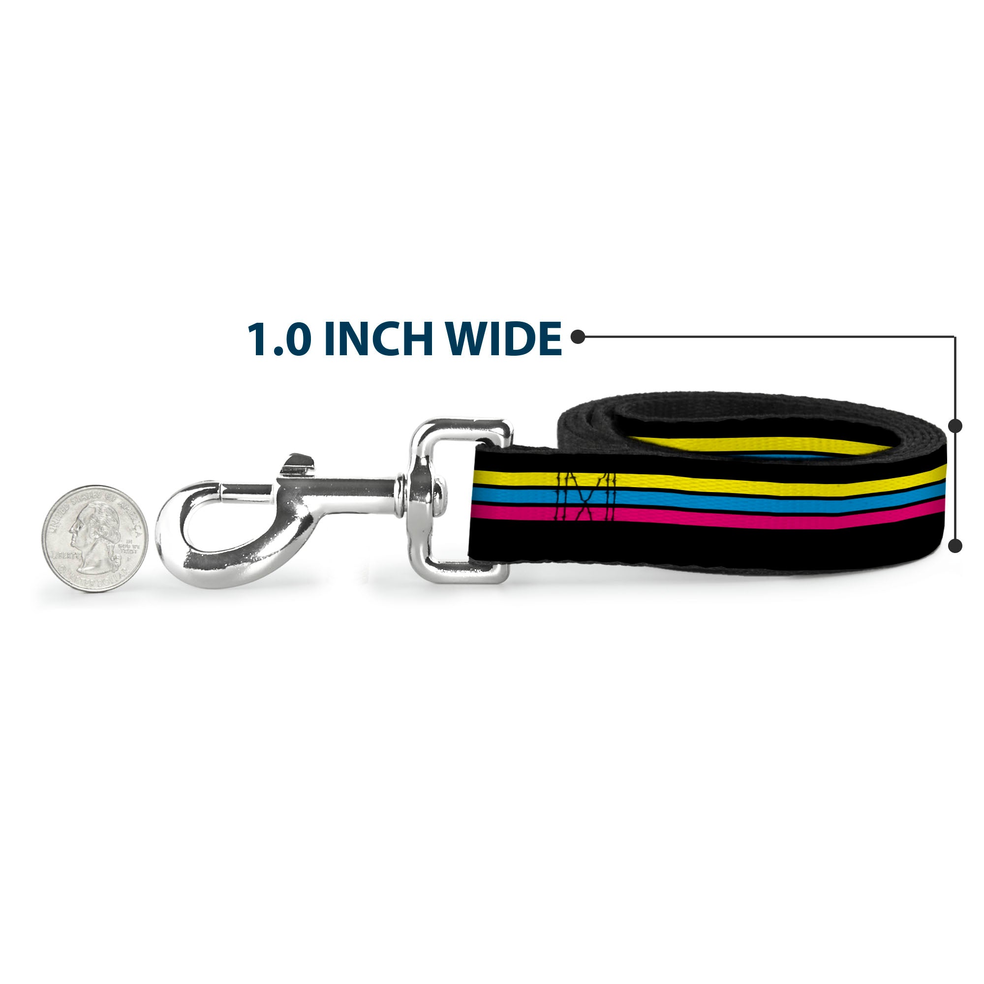 Dog Leash - Racing Stripes Black Yellow Blue Pink Dog Leashes Buckle-Down