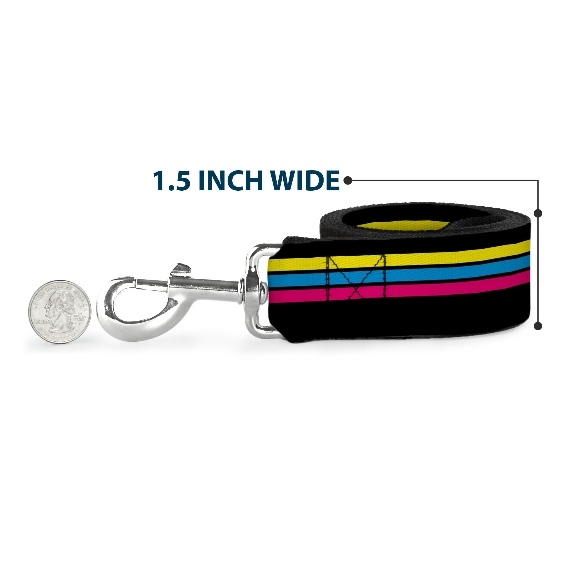 Dog Leash - Racing Stripes Black Yellow Blue Pink Dog Leashes Buckle-Down