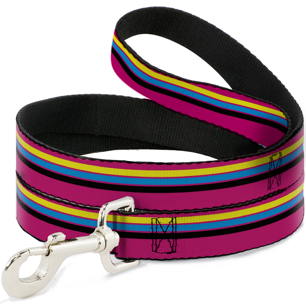 Dog Leash - Racing Stripes Pink/Yellow/Blue/Black Dog Leashes Buckle-Down