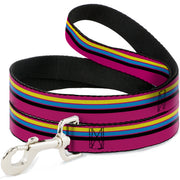 Dog Leash - Racing Stripes Pink/Yellow/Blue/Black Dog Leashes Buckle-Down