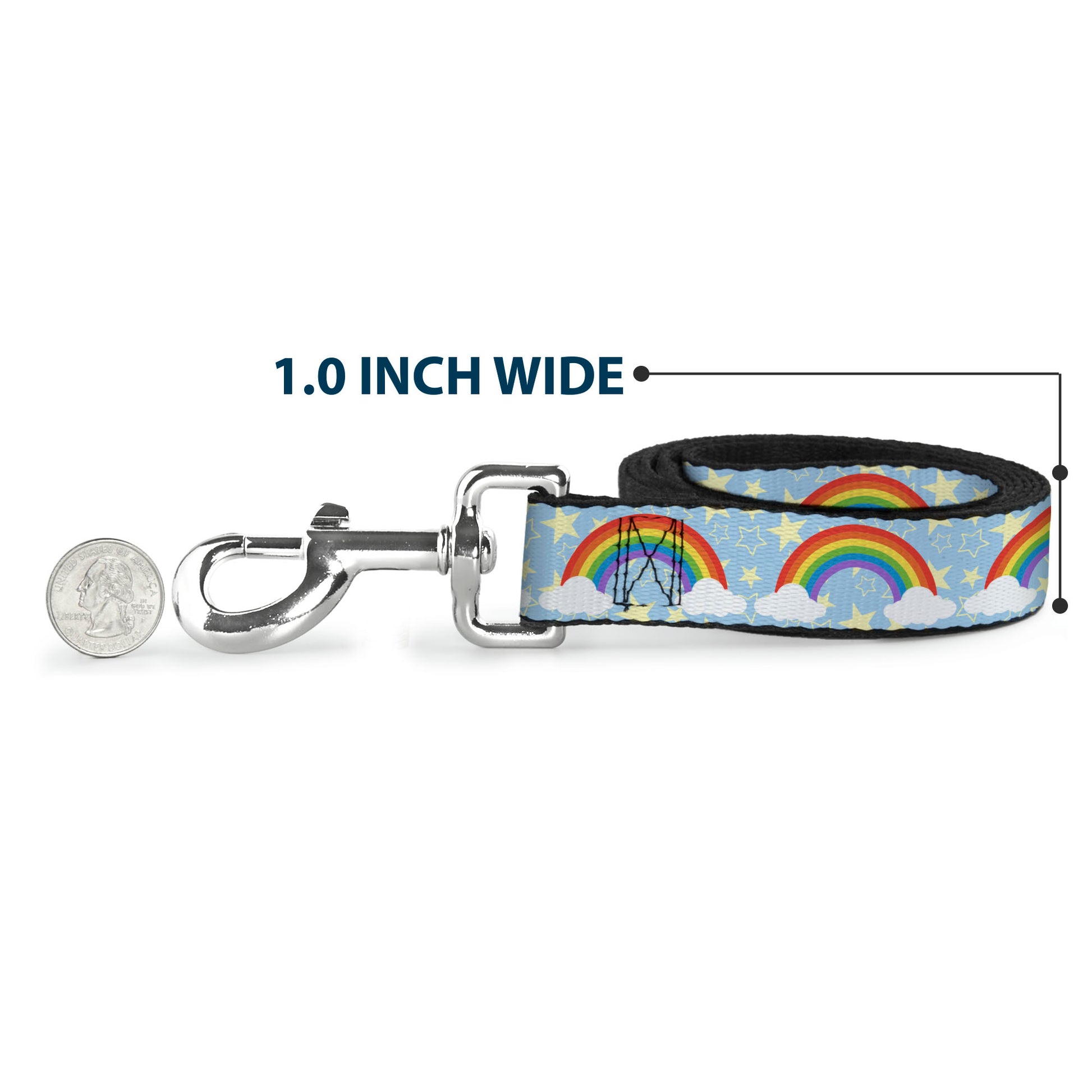 Dog Leash - Rainbows & Stars Light Blue/Yellow/Rainbow Dog Leashes Buckle-Down