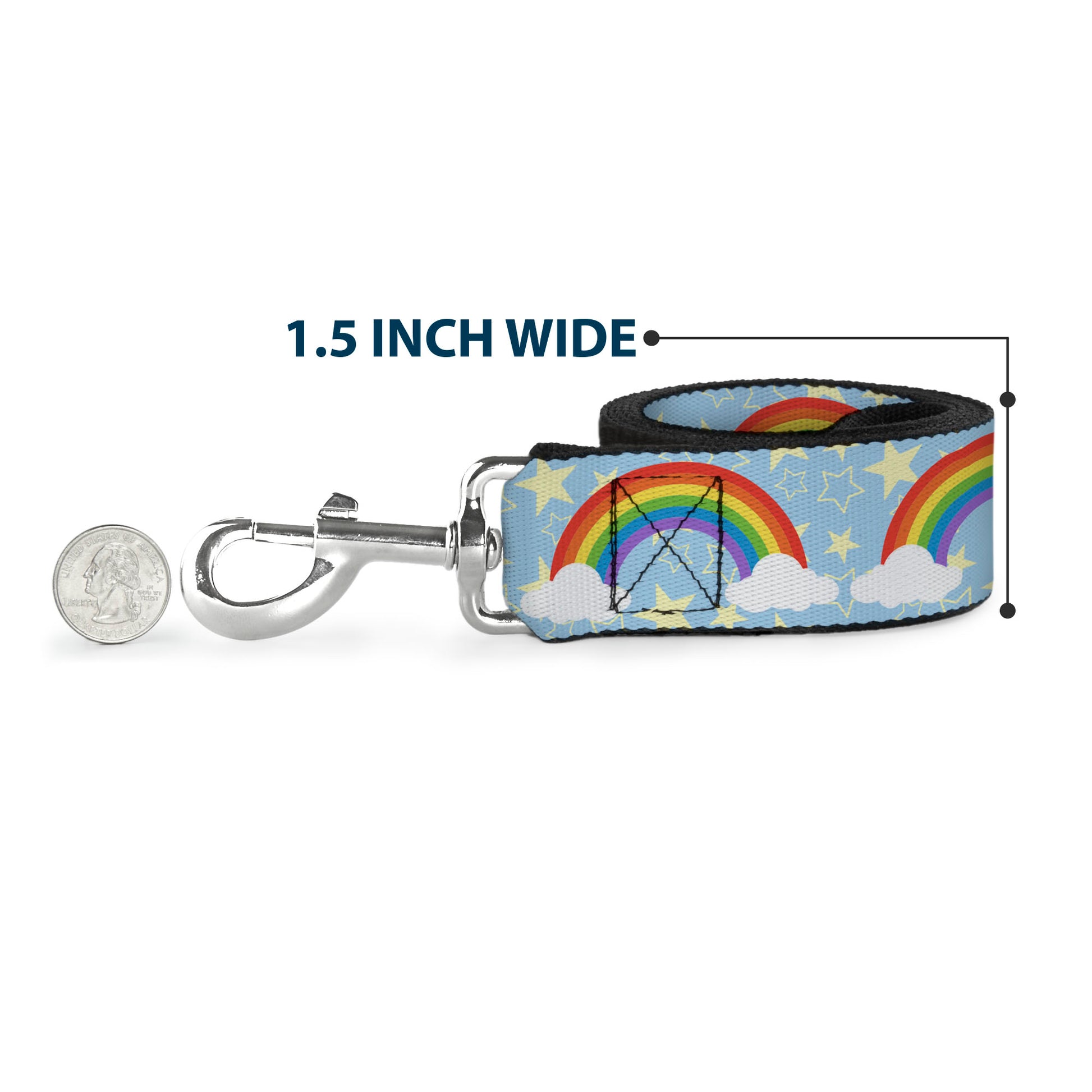 Dog Leash - Rainbows & Stars Light Blue/Yellow/Rainbow Dog Leashes Buckle-Down