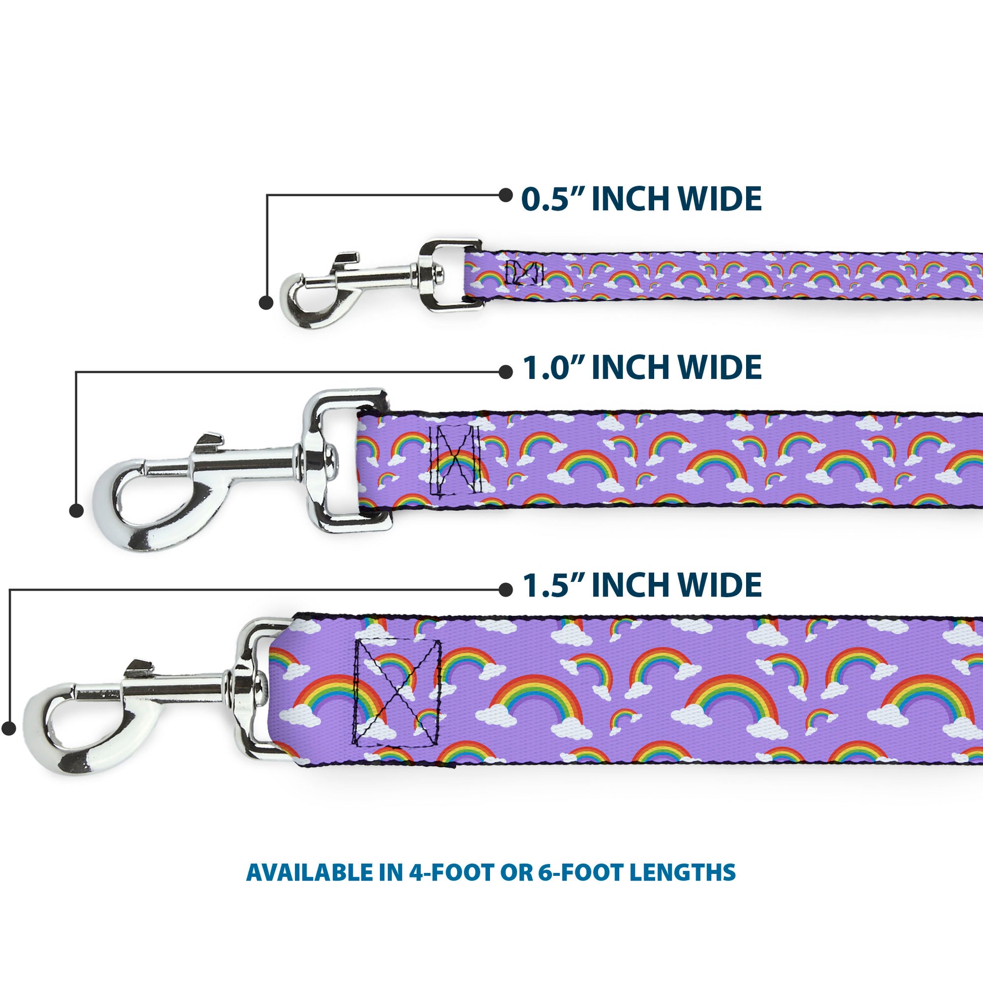 Dog Leash - Rainbows Scattered Lavender Dog Leashes Buckle-Down