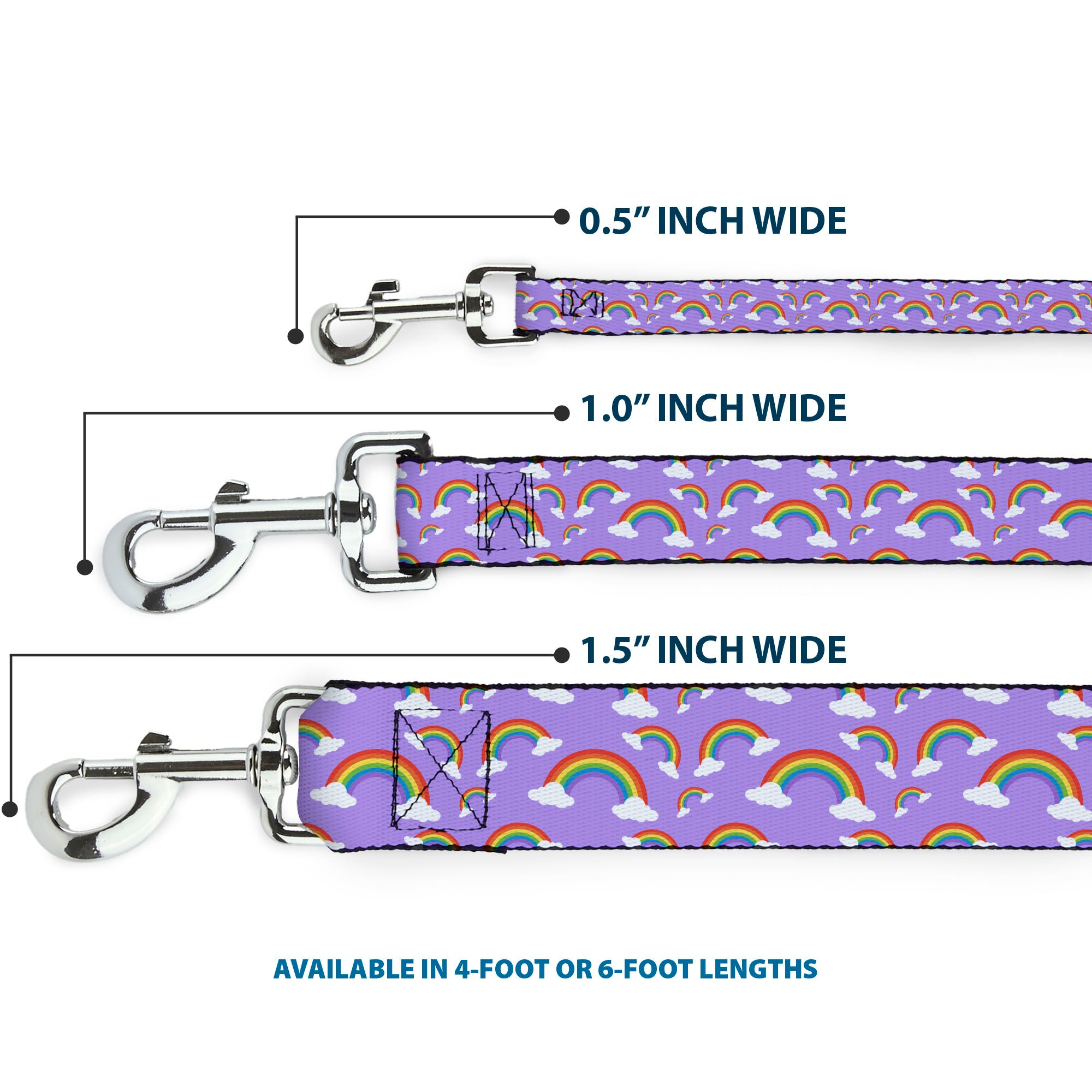 Dog Leash - Rainbows Scattered Lavender Dog Leashes Buckle-Down