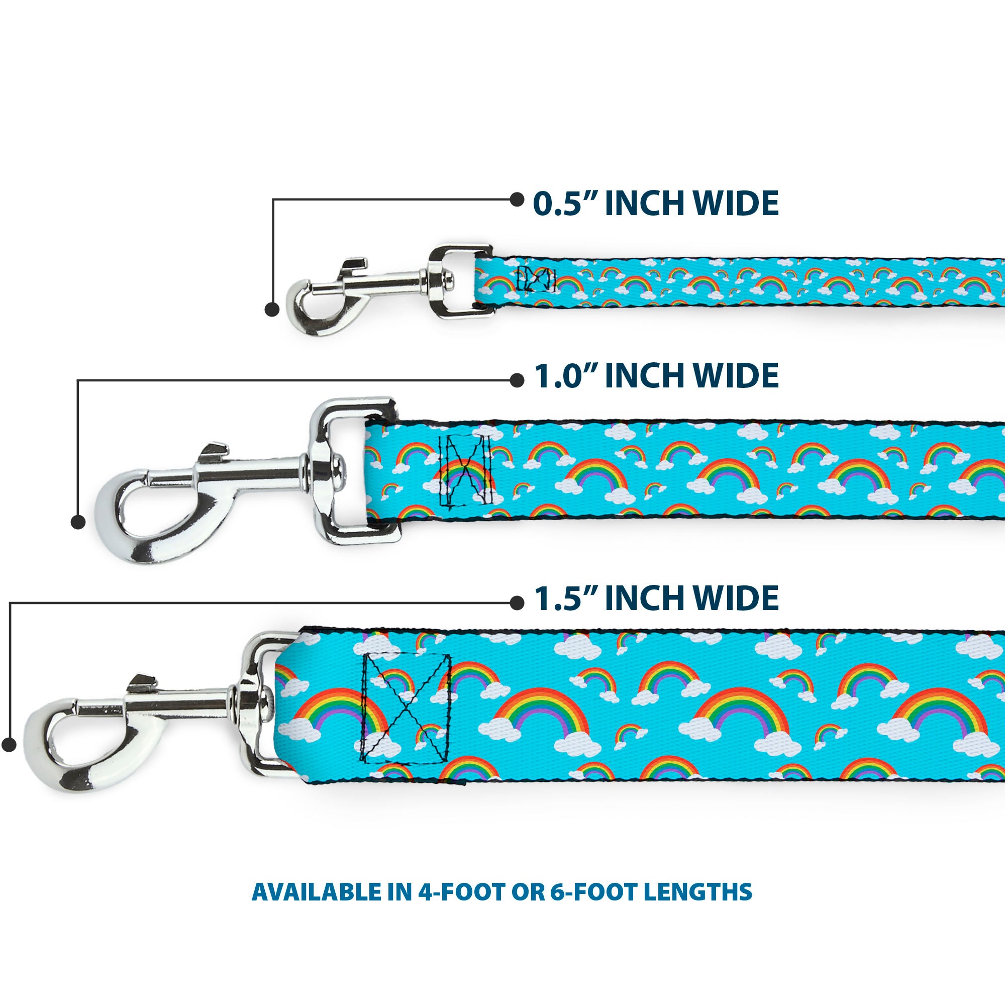 Dog Leash - Rainbows Scattered Blue Dog Leashes Buckle-Down