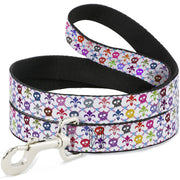 Dog Leash - Skull & Fleur-de-Lis White/Multi Color Dog Leashes Buckle-Down