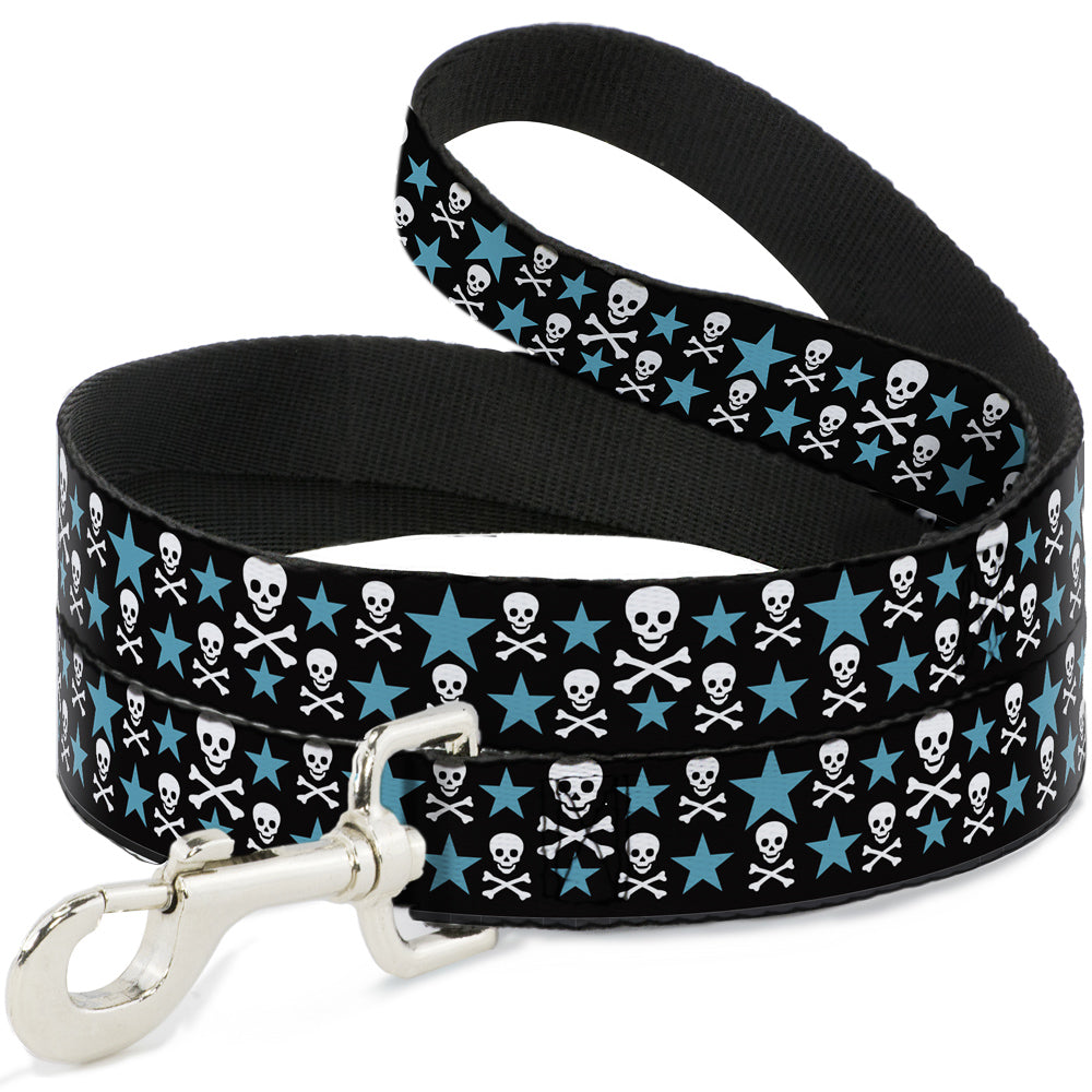 Dog Leash - Skulls & Stars Black/White/Blue Dog Leashes Buckle-Down