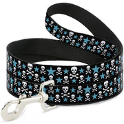 Dog Leash - Skulls & Stars Black/White/Blue Dog Leashes Buckle-Down