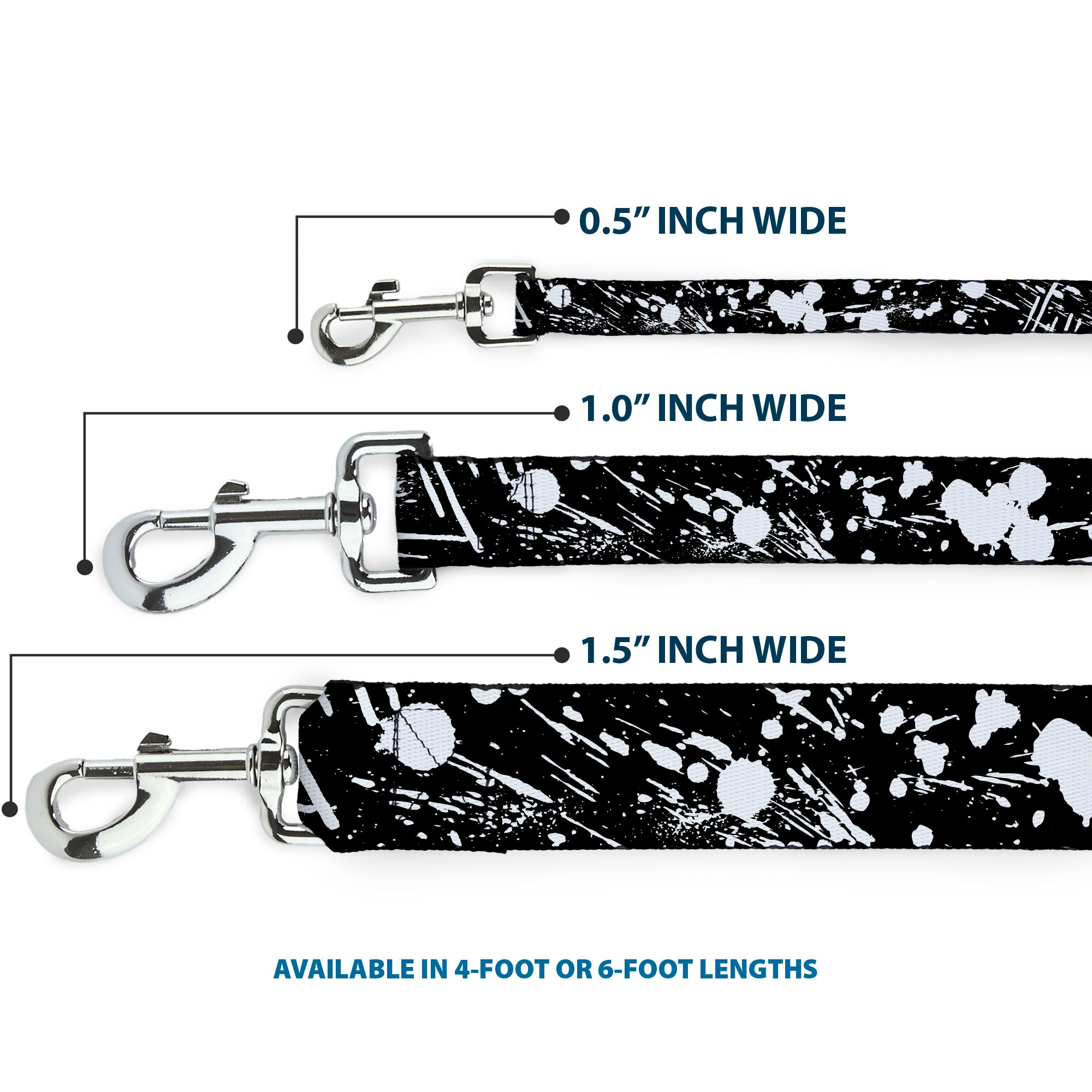 Dog Leash - Splatter Black/White Dog Leashes Buckle-Down
