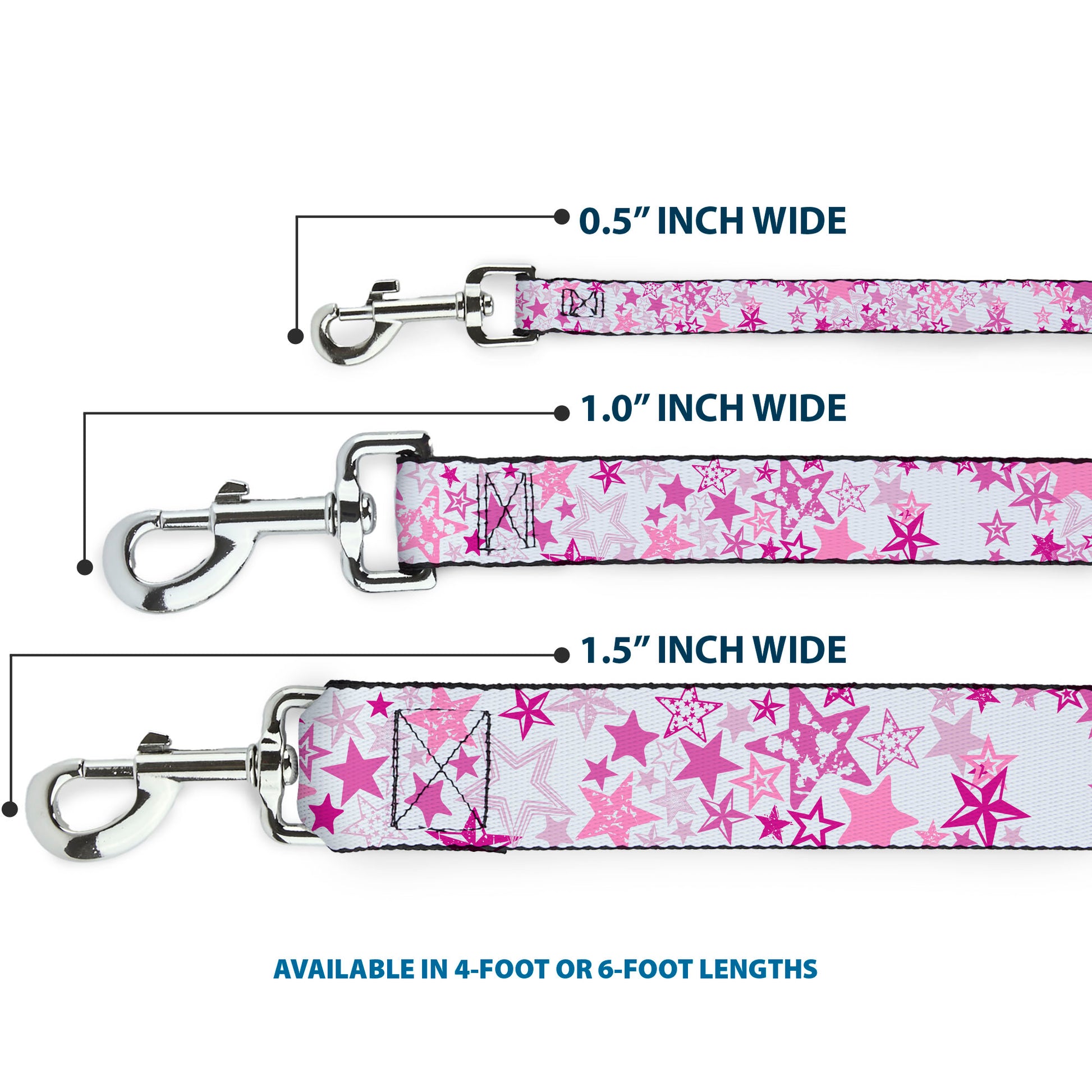 Dog Leash - Stargazer White/Pink Dog Leashes Buckle-Down