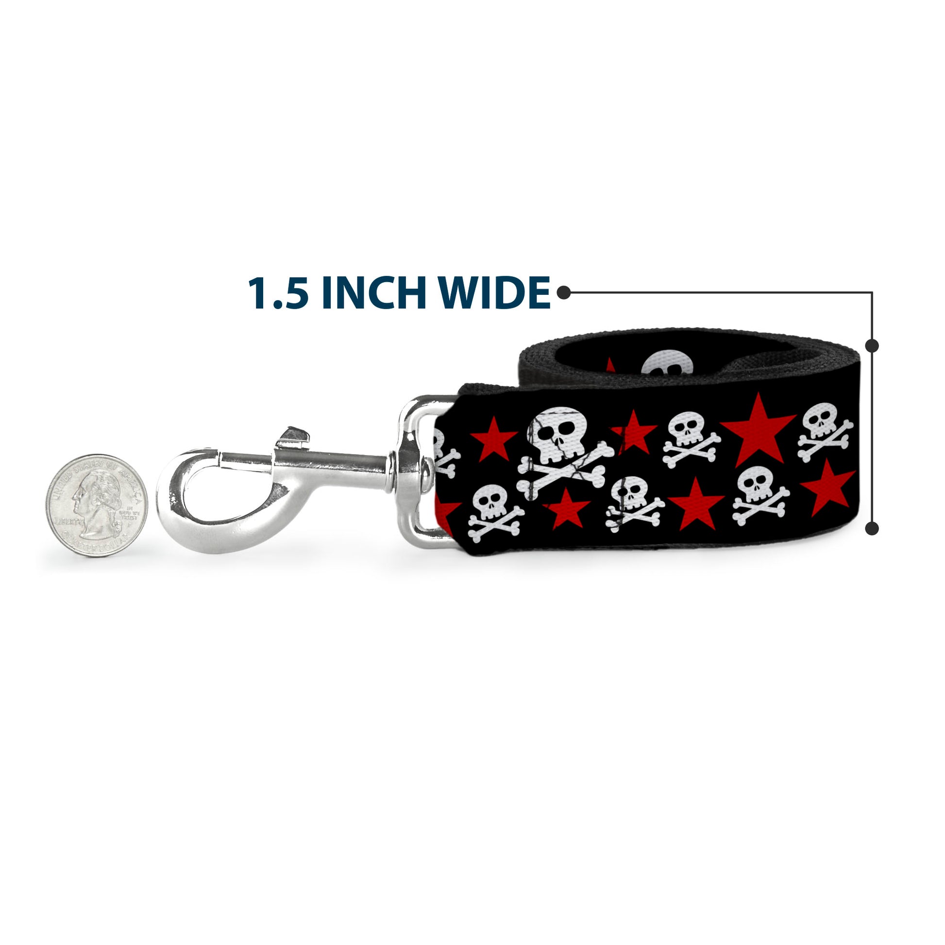 Dog Leash - Skulls & Stars Black/White/Red Dog Leashes Buckle-Down