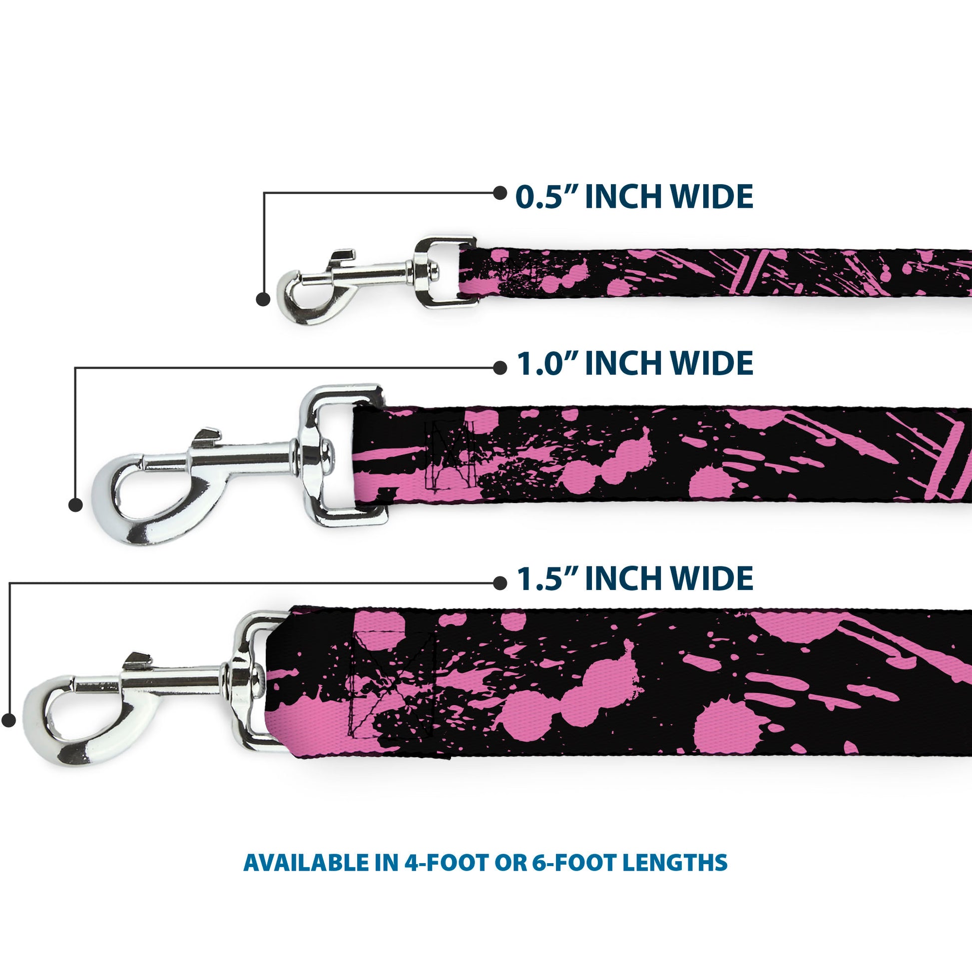Dog Leash - Splatter Black/Pink Dog Leashes Buckle-Down