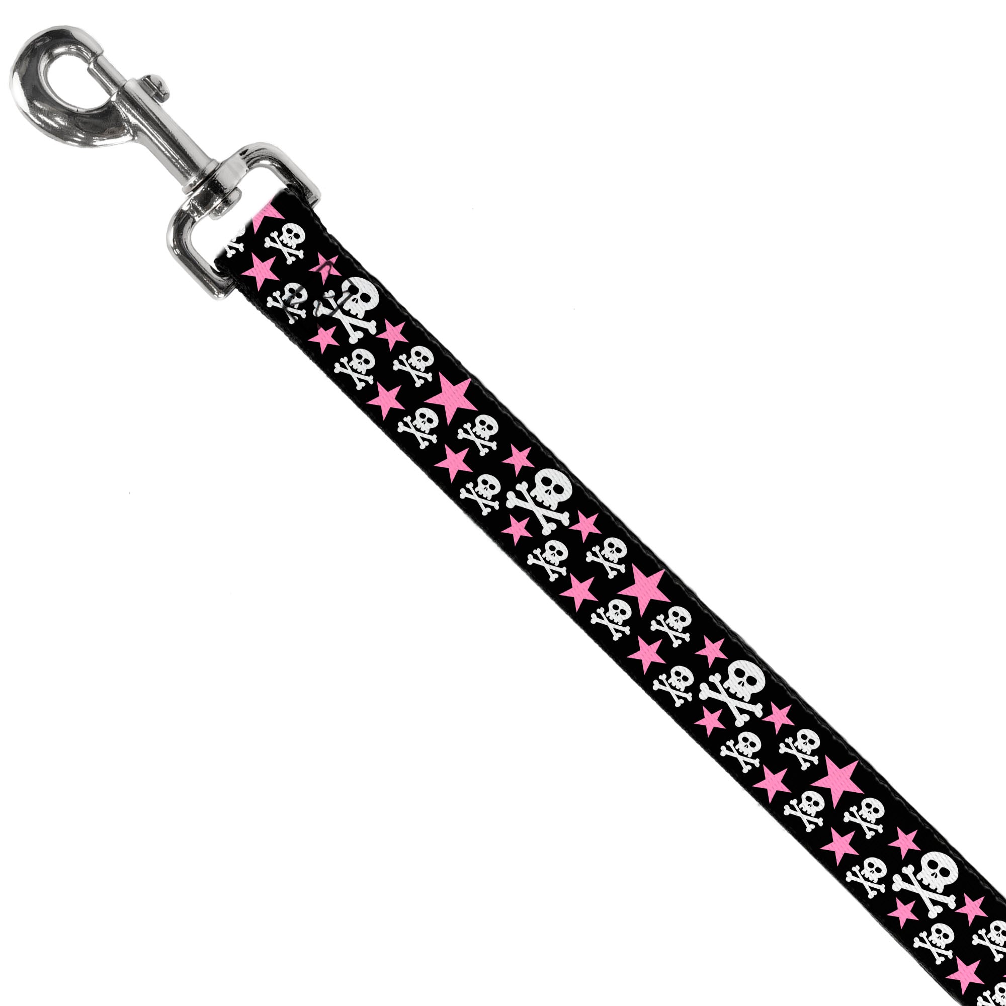 Dog Leash - Skulls & Stars Black/White/Pink Dog Leashes Buckle-Down