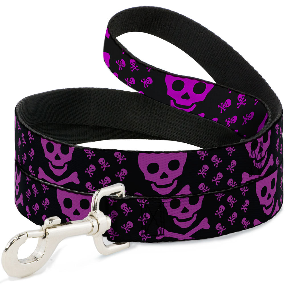Dog Leash - Skull w/Babies Black/Fuchsia Dog Leashes Buckle-Down