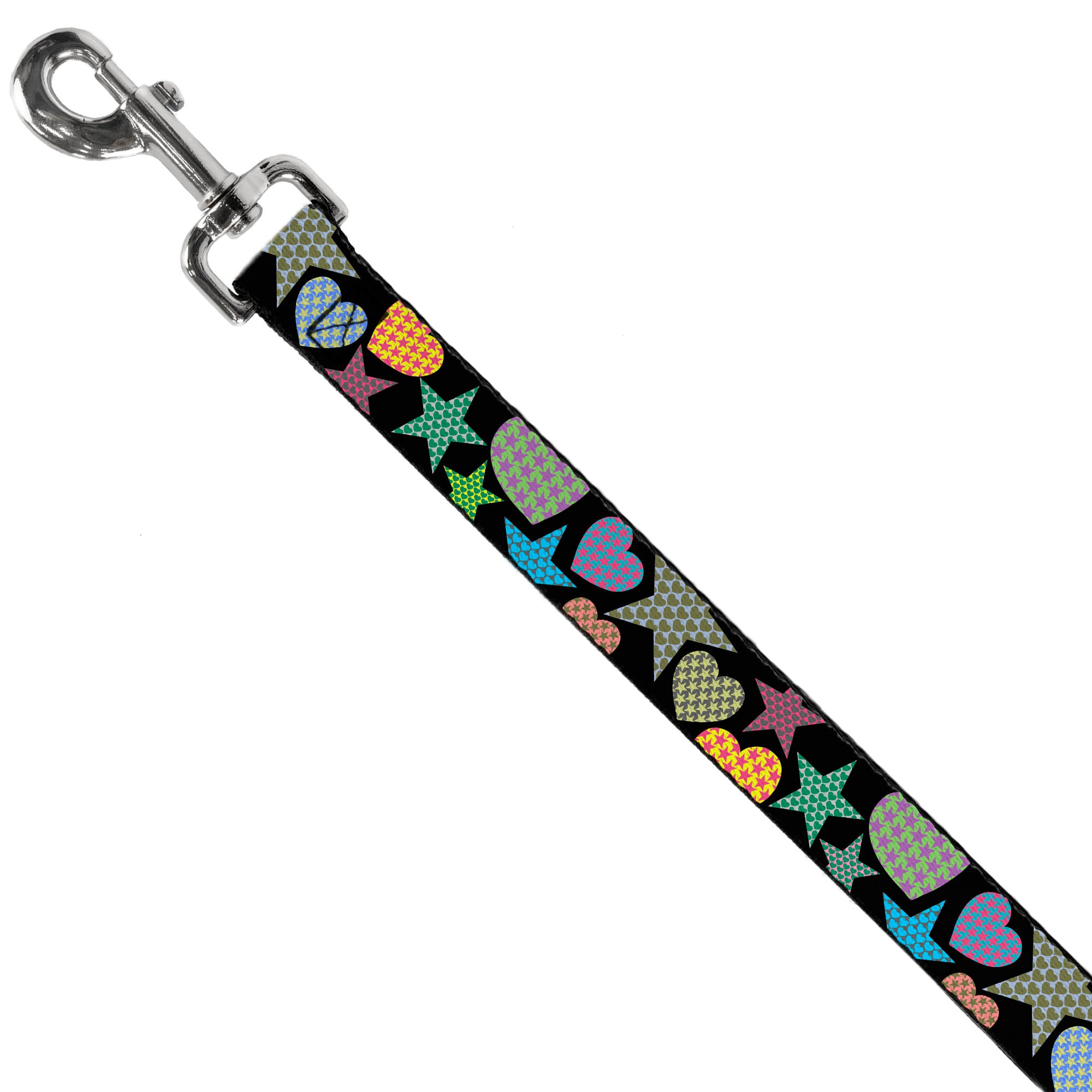 Dog Leash - Stars-In Hearts-In Stars Black/Multi Dog Leashes Buckle-Down
