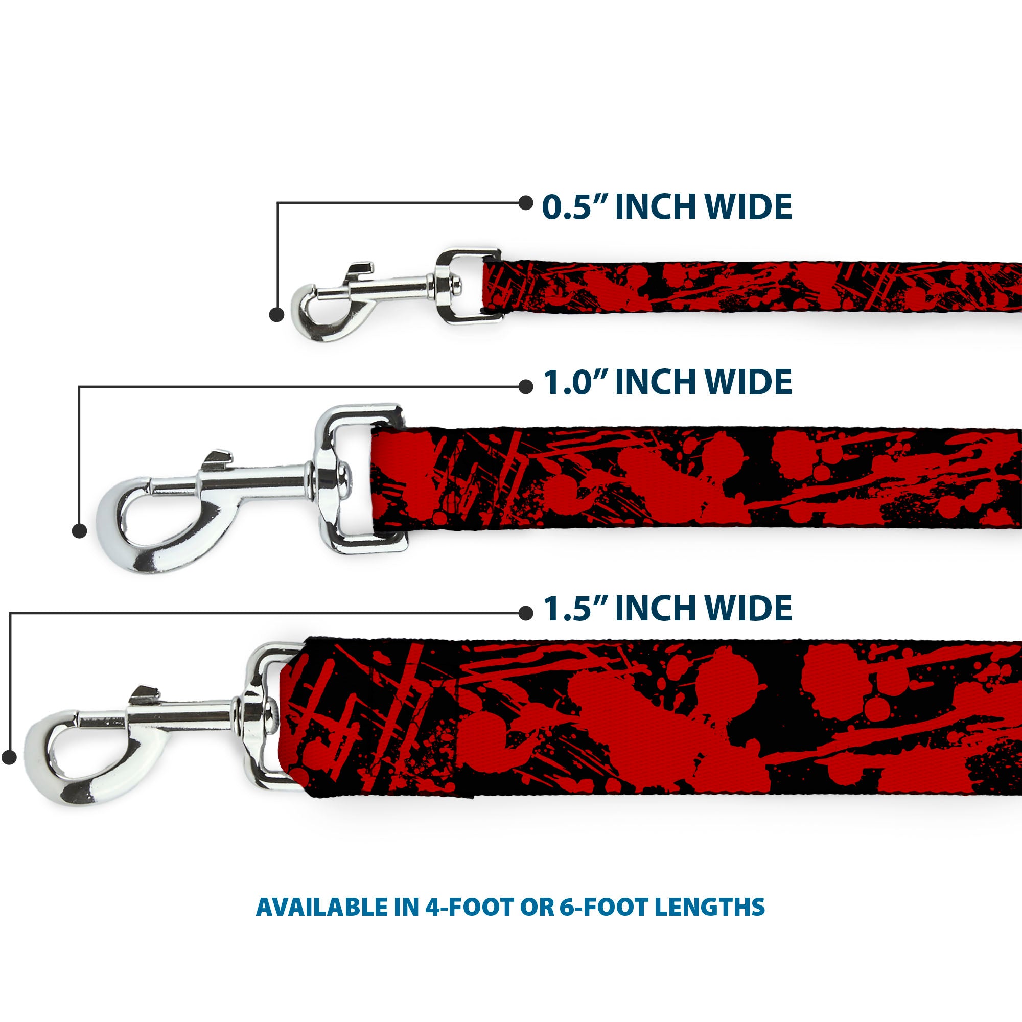 Dog Leash - Splatter Black/Red Dog Leashes Buckle-Down