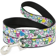 Dog Leash - Sketch Skull/Star/Heart White/Multi Color Dog Leashes Buckle-Down