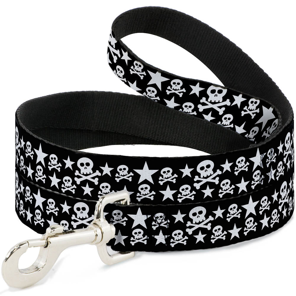 Dog Leash - Skulls & Stars Black/White Dog Leashes Buckle-Down