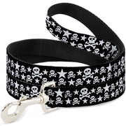Dog Leash - Skulls & Stars Black/White Dog Leashes Buckle-Down