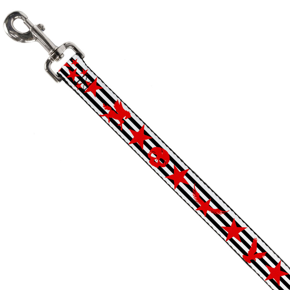 Dog Leash - Stripes & Stars Black/White/Red Dog Leashes Buckle-Down
