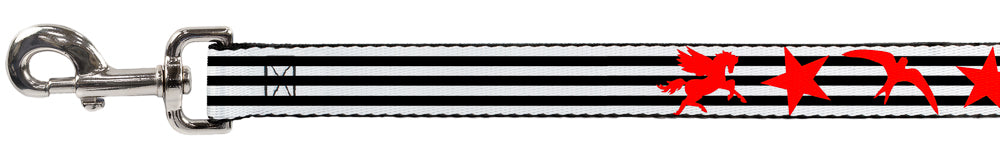 Dog Leash - Stripes & Stars Black/White/Red Dog Leashes Buckle-Down