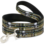 Dog Leash - Skull & Cross Bones Plaid Tan Dog Leashes Buckle-Down