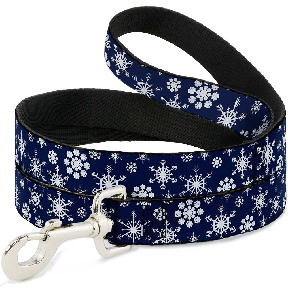 Dog Leash - Snowflakes Blue/White Dog Leashes Buckle-Down