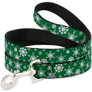 Dog Leash - Snowflakes Green/White Dog Leashes Buckle-Down