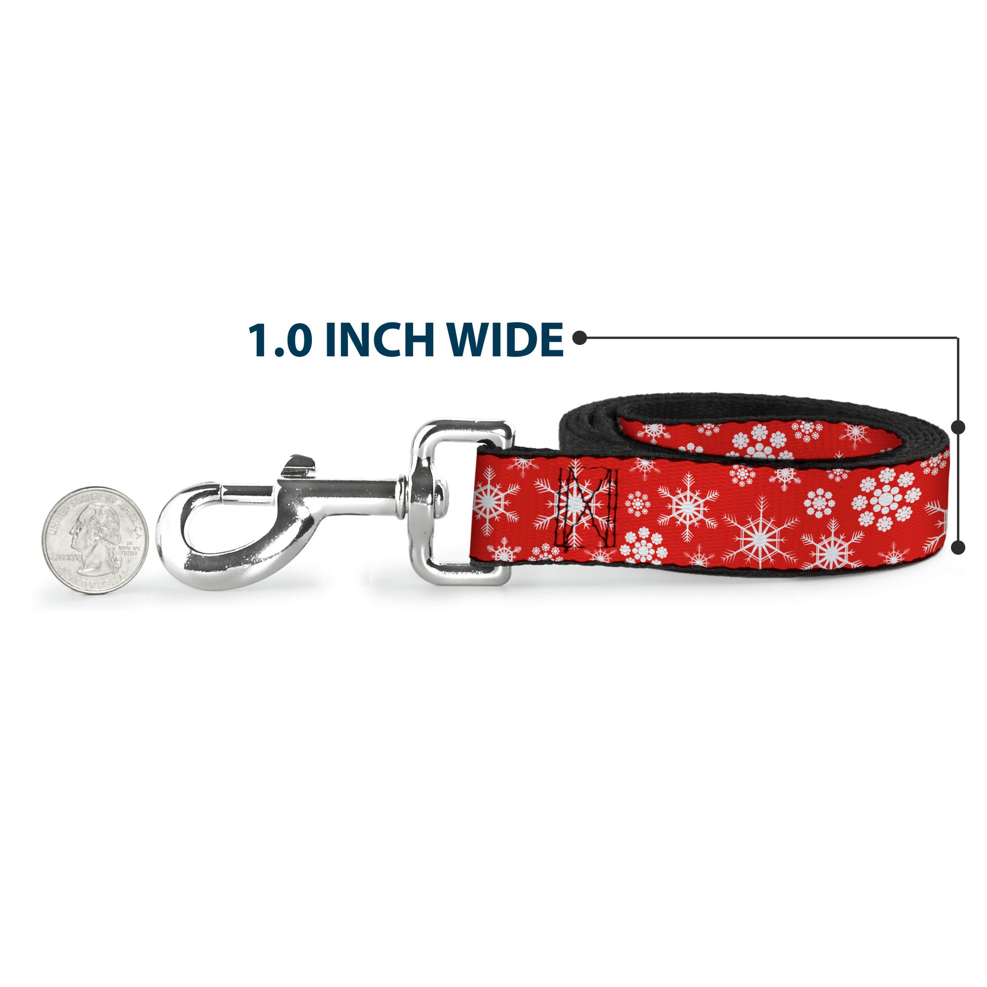 Dog Leash - Snowflakes Red/White Dog Leashes Buckle-Down